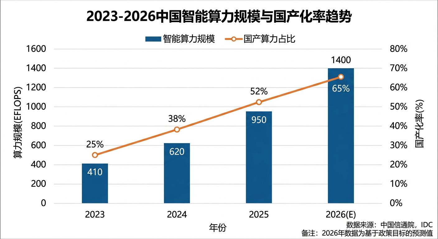 2023-2026中国智能算力规模与国产化率趋势